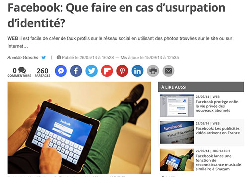 Facebook usurpation identité