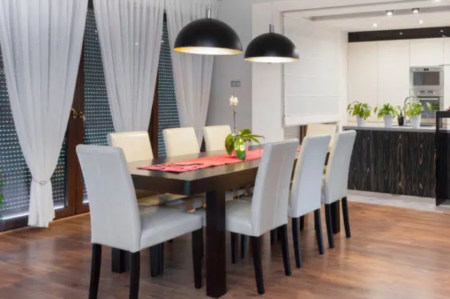 Dining area with open kitchen salle à manger design