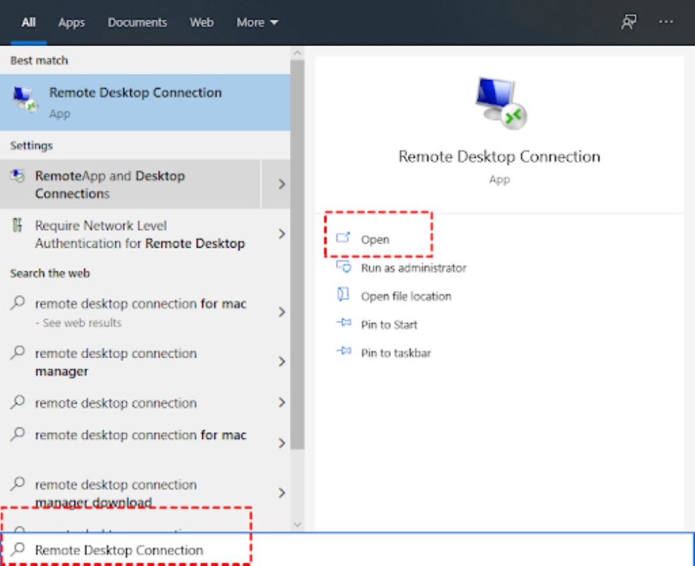 Remote desktop connection