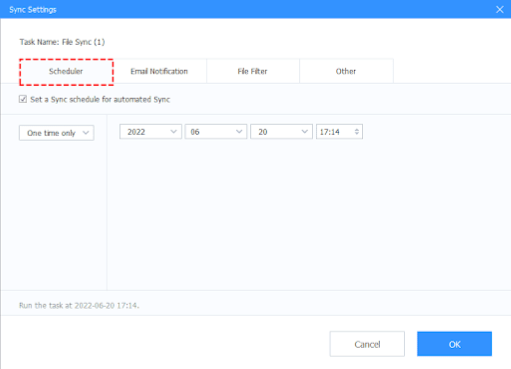 Sync setting