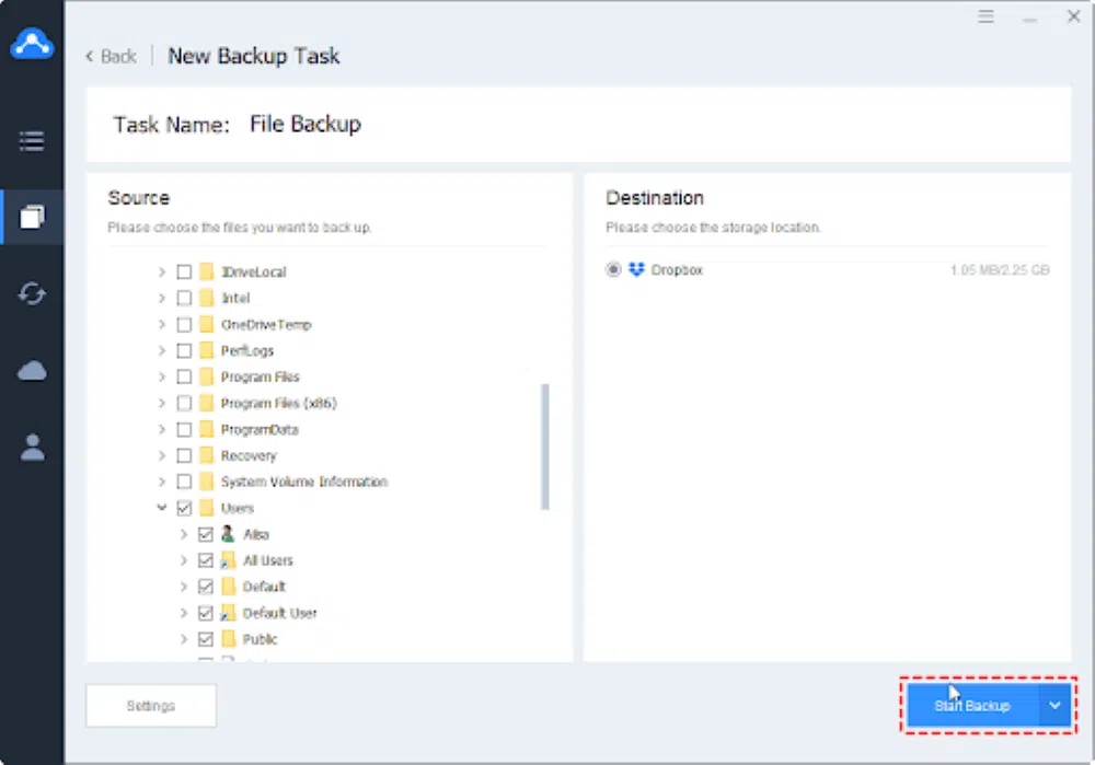 new backup task