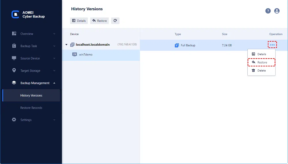 stockage vm