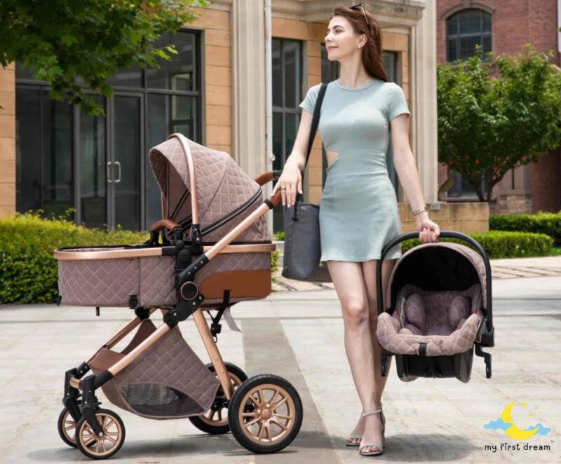 Poussette 3 En 1 BEBBY - Nacelle, Siège Auto, Poussette, Cadre Aluminium, Pliage Un Clic, Pour Nouveau-né à 36 Mois