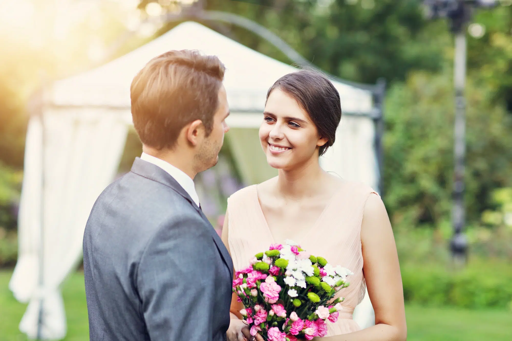 Beautiful wedding couple enjoying wedding