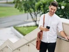 Man reading text message