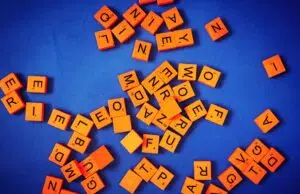 Scrabble letter tiles
