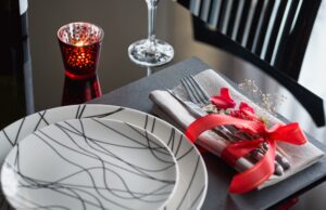 Table Place Setting with Holidays Decoration