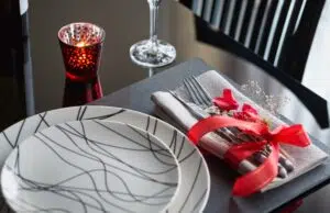 Table Place Setting with Holidays Decoration