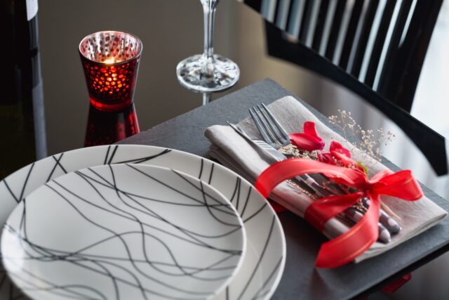Table Place Setting with Holidays Decoration Table Place Setting with Holidays Decoration