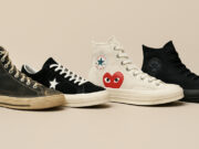 Quatre baskets Converse alignées