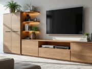 découvrez le meuble tv forum 9837patv en chêne dakota, un alliage harmonieux de style moderne et de praticité. son design élégant et son espace de rangement optimisé font de ce meuble l'élément idéal pour sublimer votre salon tout en gardant une ambiance chaleureuse.