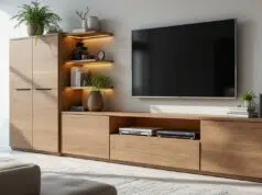 découvrez le meuble tv forum 9837patv en chêne dakota, un alliage harmonieux de style moderne et de praticité. son design élégant et son espace de rangement optimisé font de ce meuble l'élément idéal pour sublimer votre salon tout en gardant une ambiance chaleureuse.