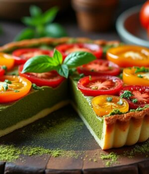 découvrez une expérience gustative inédite avec notre tarte tatin tomate claire au matcha. cette combinaison audacieuse de tomates caramélisées et de matcha délicat ravira vos papilles. un dessert original qui marie tradition et modernité, idéal pour surprendre vos invités !