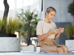 Checking messenger on phone
