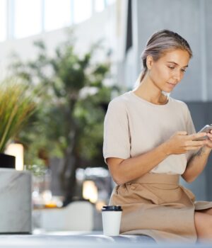 Checking messenger on phone