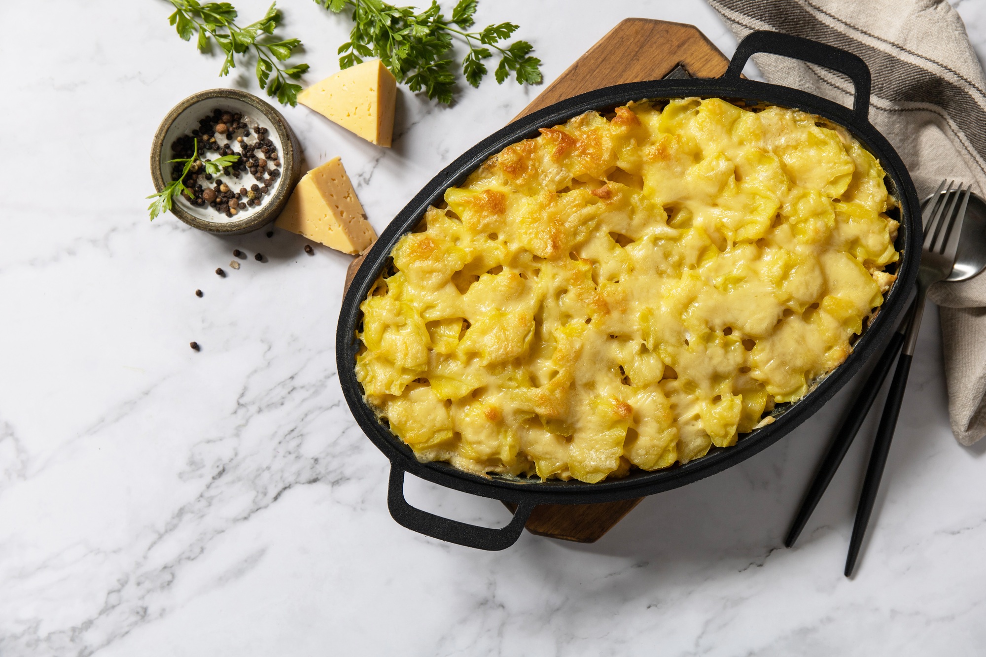 Healthy casserole or gratin with cream, gratin dauphinois
