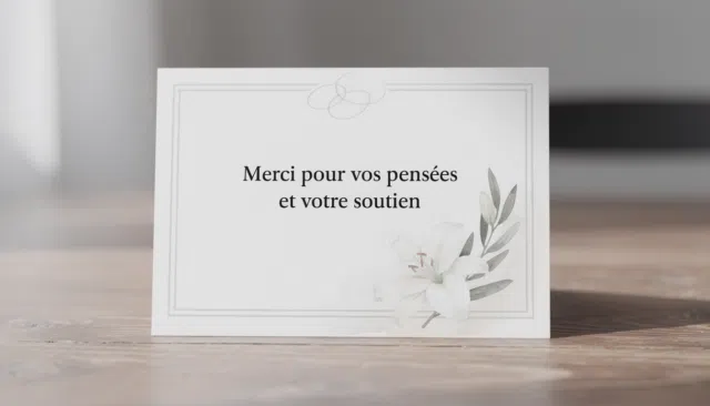 Carte remerciement décès