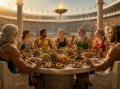 découvrez comment 'l'importance de la cène ou le festin des dieux aux jo' célèbre la fusion entre art et sport, symbolisant la richesse culturelle des jeux olympiques.