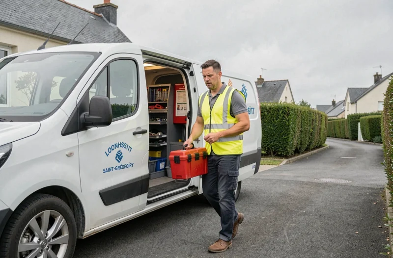 Technicien ADI Artisan Dépannage Immédiat arrivant rapidement en intervention à Saint-Grégoire
