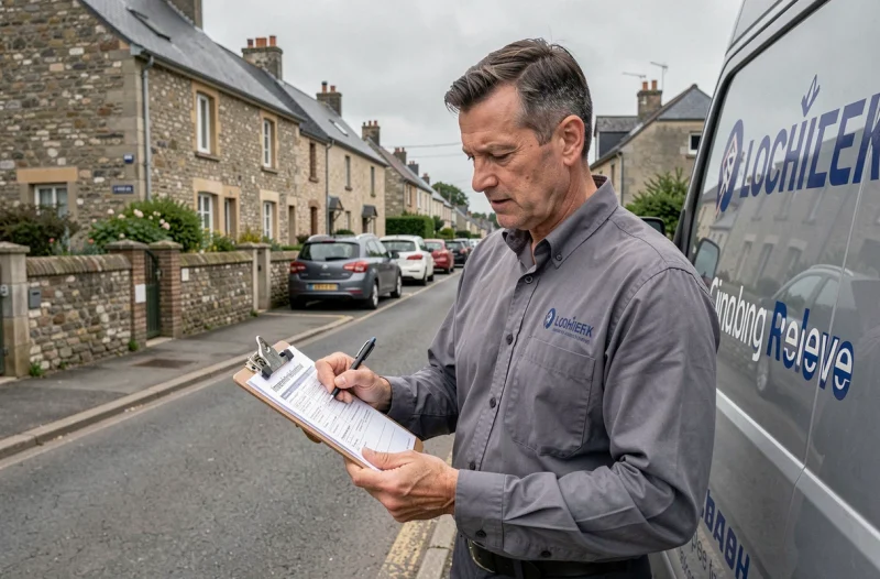 Technicien Guidecom ARS consultant une fiche d'intervention pour un dépannage serrurerie en Ille-et-Vilaine